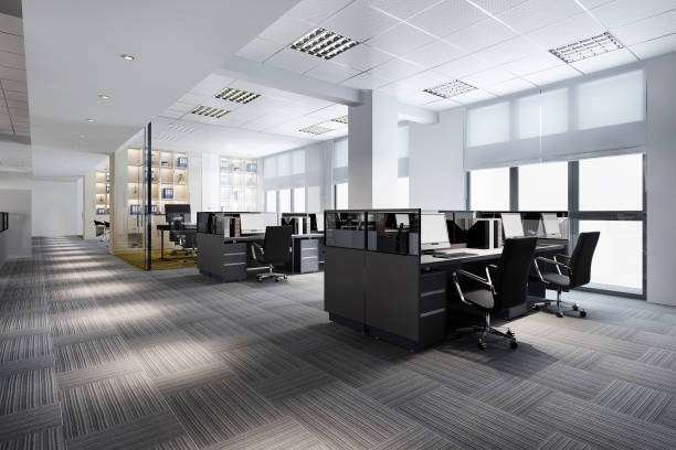 3d rendering business meeting and working room on office building