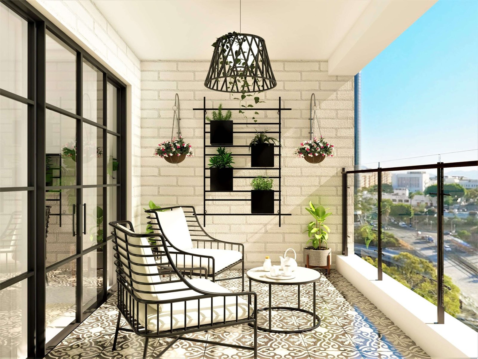 glass balcony design ideas with wall garden