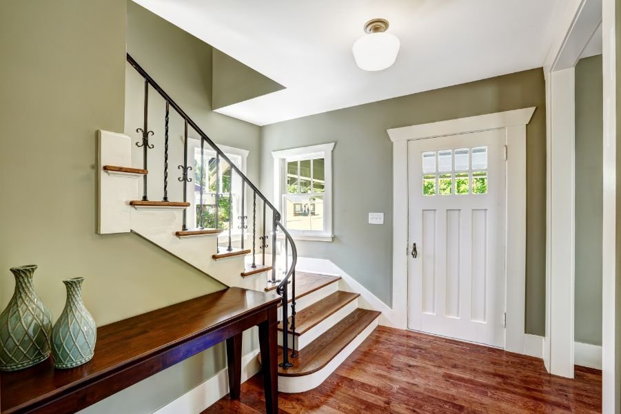 olive green entryway hallway 1